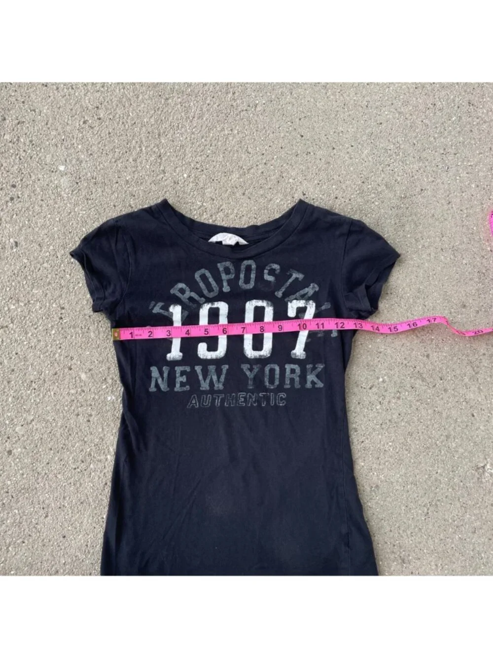 Vintage Y2K Aeropostale Micro Mini T Shirt Black Spellout Mall Goth S Cotton Emo